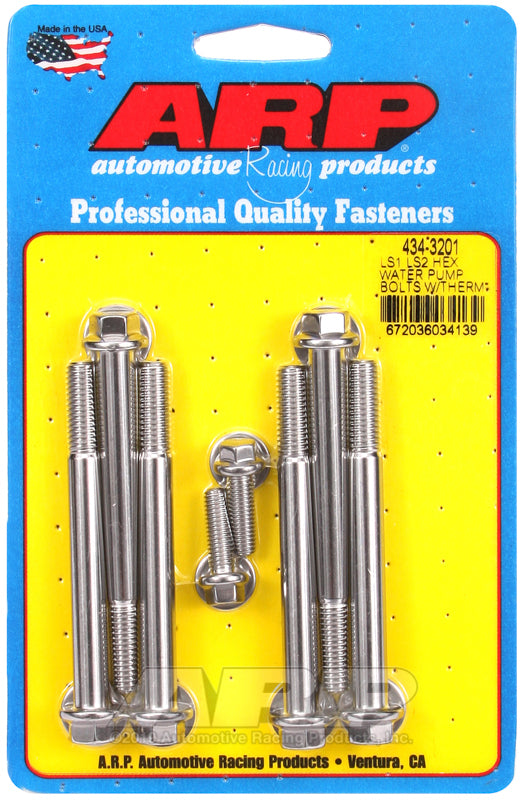 ARP LS1 LS2 SS Hex Water Pump Bolts w/ Thermostat Housing Bolts Kit - 434-3201