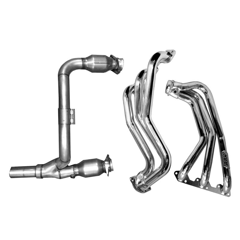 BBK 07-11 Jeep 3.8 V6 Long Tube Exhaust Headers And Y Pipe And Converters - 1-5/8 Silver Ceramic - 40500