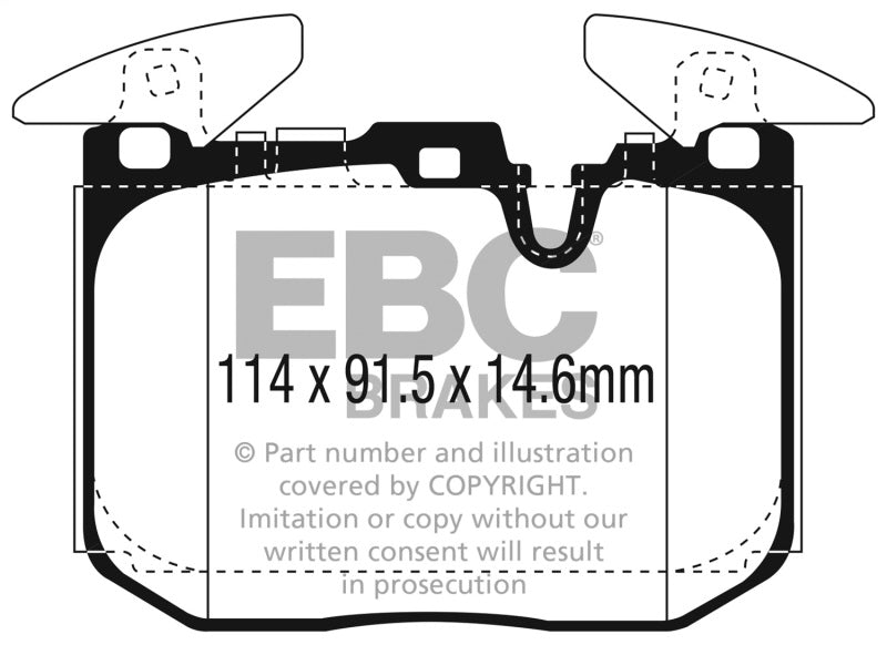 EBC 2014+ BMW I8 1.5L Turbo/Electric Yellowstuff Front Brake Pads - DP42303R for 2014-2020 BMW i8 - angle view