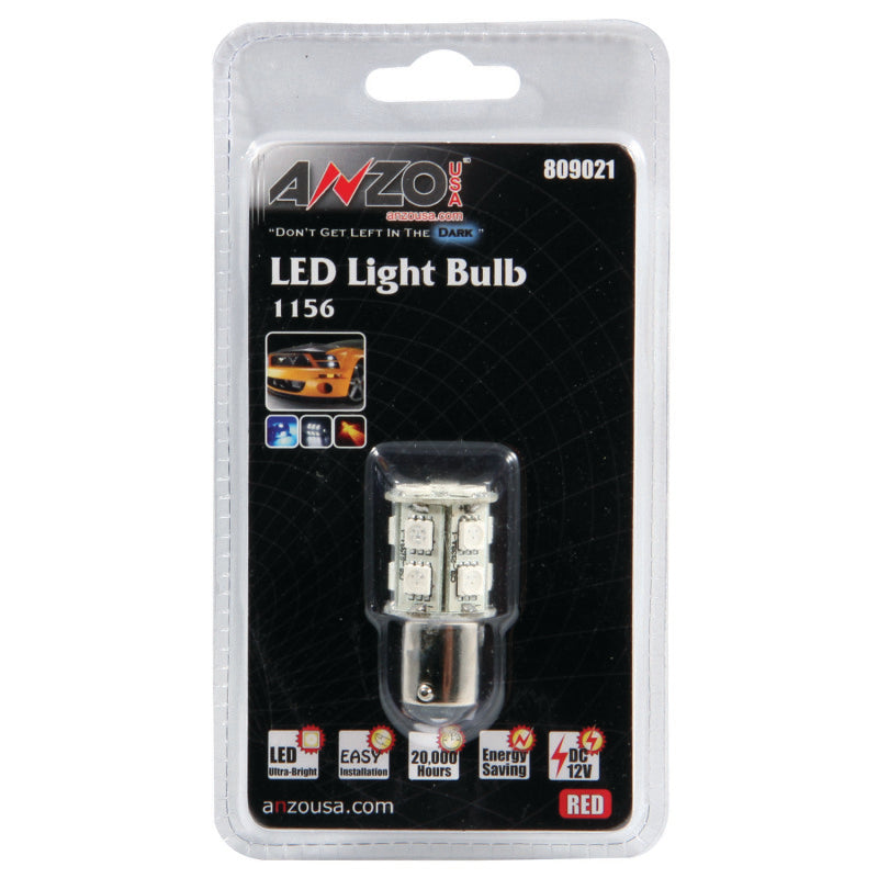 ANZO LED Bulbs Universal LED 1156 Red - 13 LEDs 1 3/4in Tall - 809021