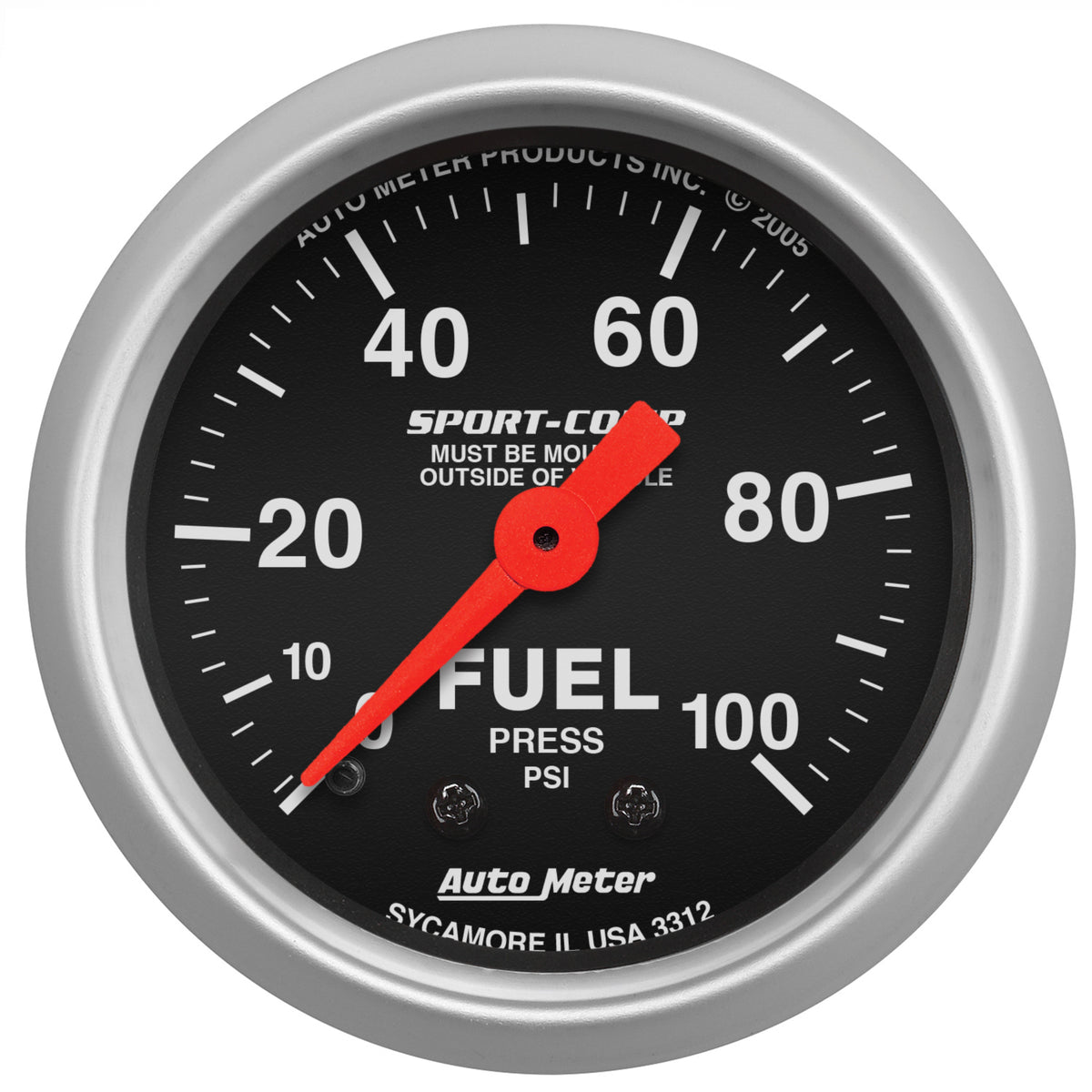 Autometer Sport-Comp 52mm 0-100 PSI Mechanical  Fuel Pressure Gauge - 3312