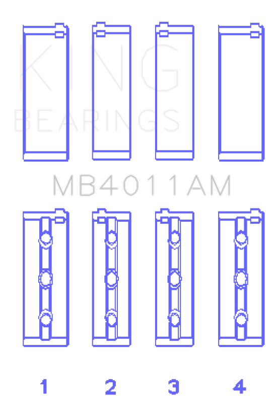 King Engine Bearings Toyota 1Mzfe (Size +0.75mm) Main Bearing Set - MB4011AM0.75