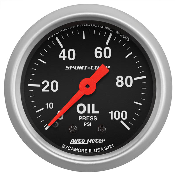 Autometer Sport Comp 52mm Mechanical 0-100 PSI Oil Pressure Gauge - 3321