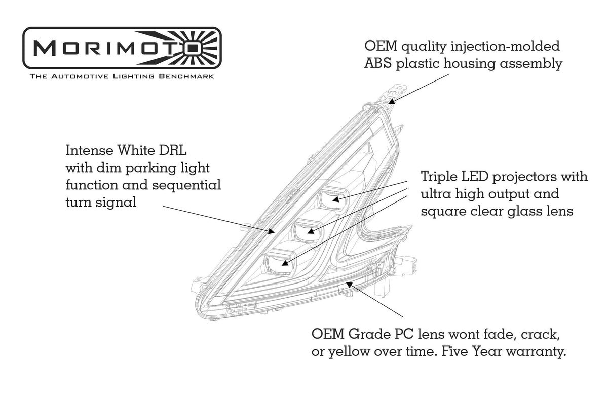 Morimoto - XB LED Headlights: Nissan 370Z (09-21) (Pair / ASM / LHD) - LF474-ASM