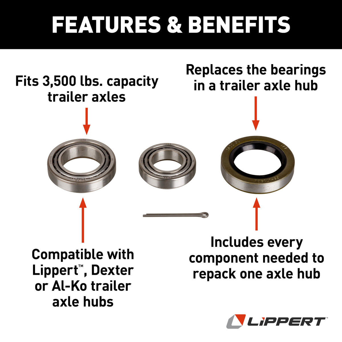 CURT 333948 Trailer Bearing Replacement Kit for 3,500-lb. Axle Hub