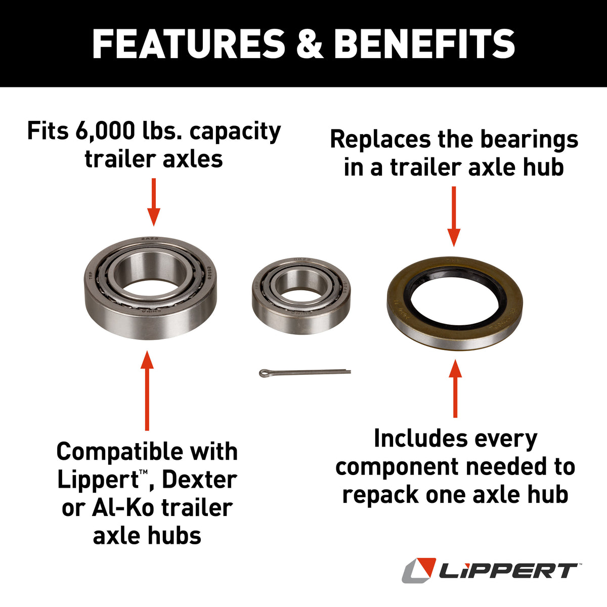 CURT 333950 Trailer Bearing Replacement Kit for 6,000-lb. Axle Hub