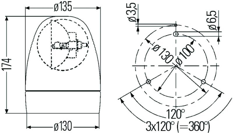 Hella Rotating Beacon H12V Yellow Mg12 2Rl - 009506201