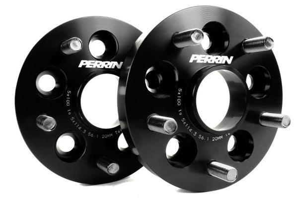 Perrin Wheel Adapter 20mm Bolt-On Type 5x100 to 5x114.3 w/ 56mm Hub (Set of 2) - PSP-WHL-220BK by Perrin Performance - front 