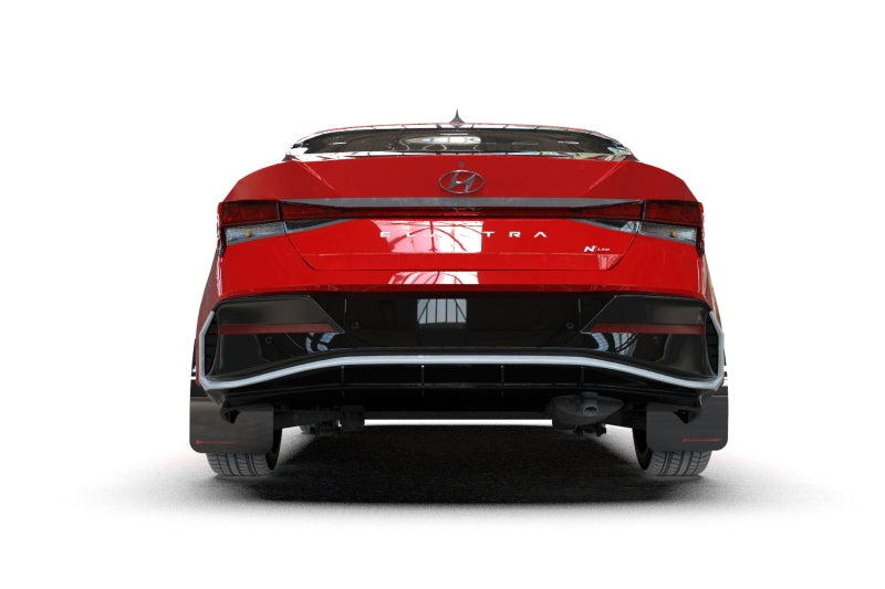 Rally Armor 2024+ Hyundai Elantra N Line Black Mud Flap w/ Red Logo - MF120-UR-BLK-RD