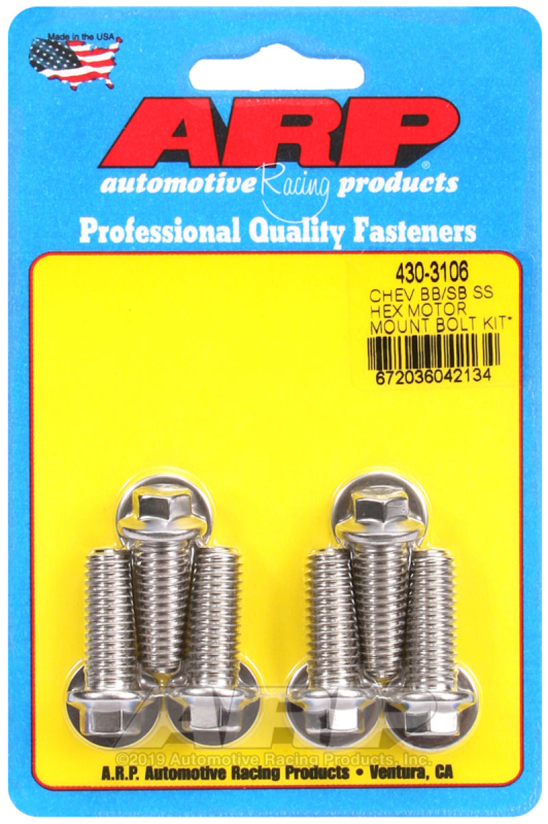 ARP Chevy Hex Motor Mount Bolt Kit w/ energy suspension Mounts - 430-3106