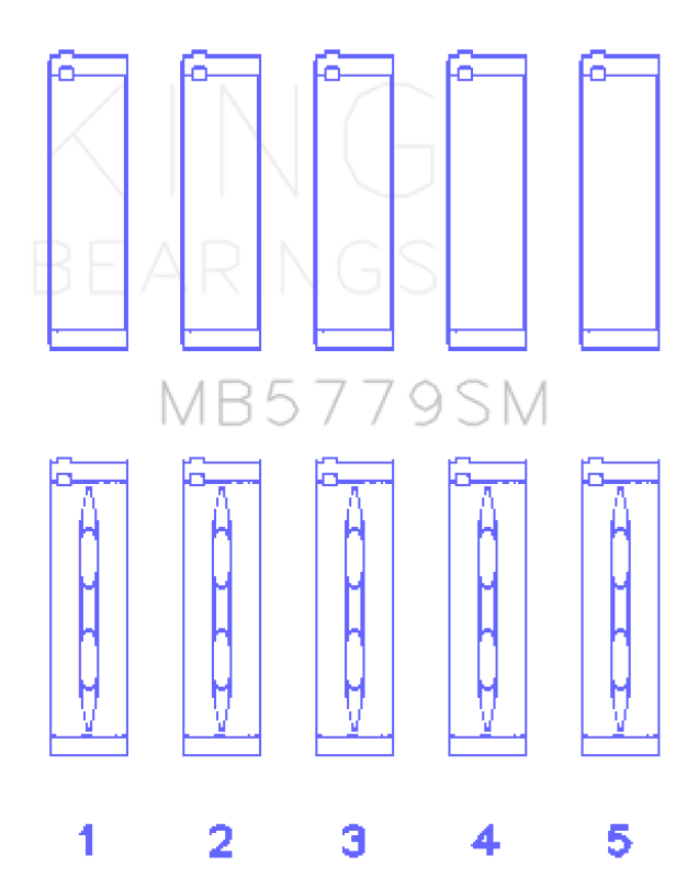 King Audi CDAA / CDHA / CDHB / CDAB (Size STD) Main Bearing Set (Set of 5) - MB5779SM