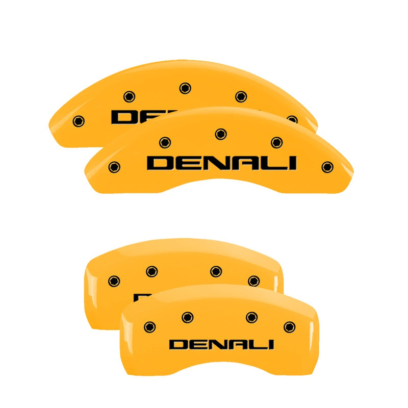 MGP 4 Caliper Covers Engraved Front &amp; Rear Denali Yellow finish black ch - 34002SDNLYL