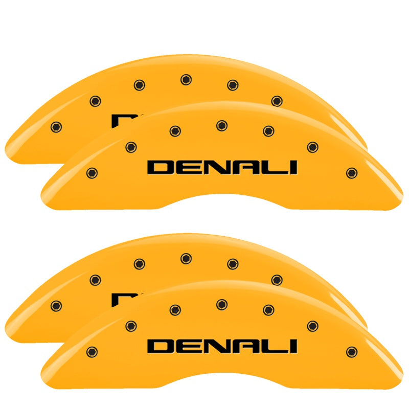 MGP 4 Caliper Covers Engraved Front &amp; Rear Denali Yellow finish black ch - 34003SDNLYL