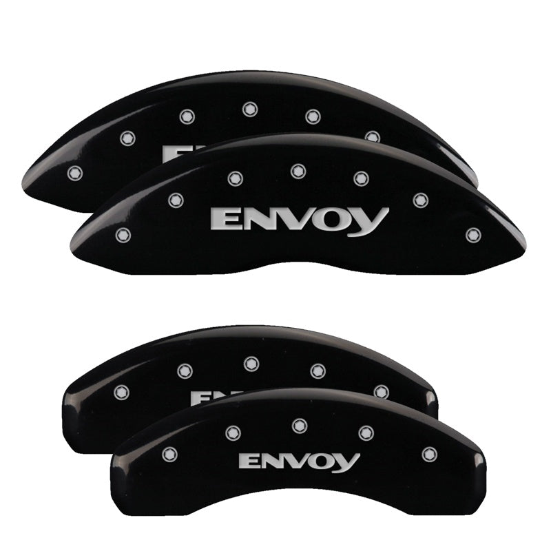 MGP 4 Caliper Covers Engraved Front &amp; Rear Envoy Black finish silver ch - 34004SEVYBK