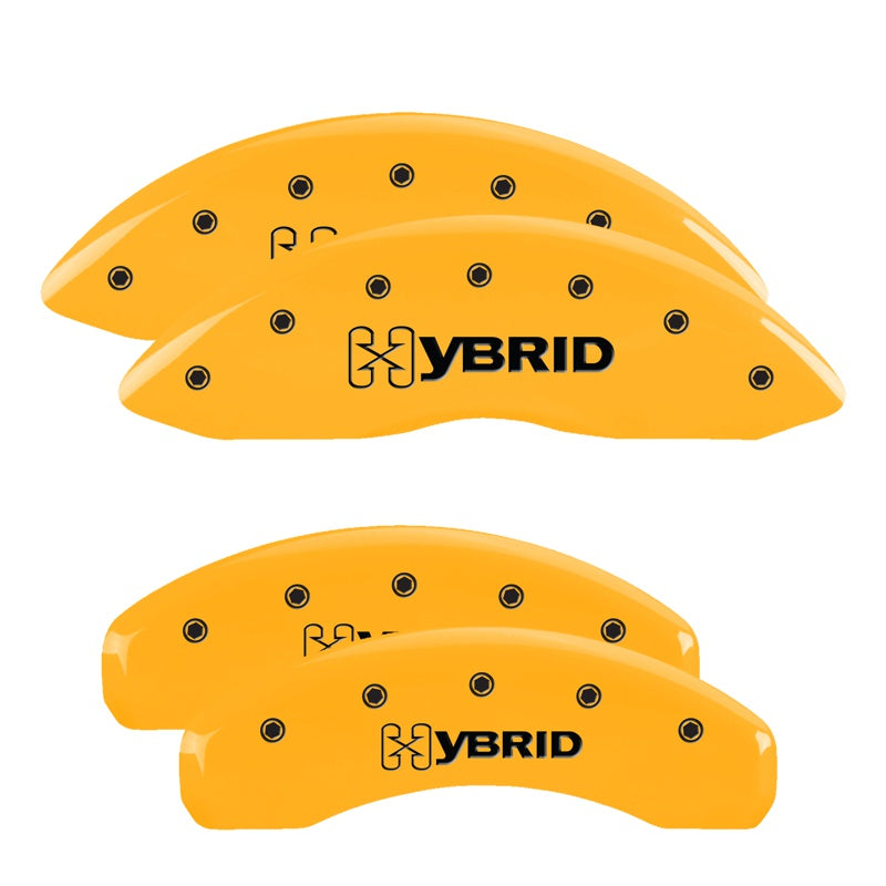 MGP 4 Caliper Covers Engraved F &amp; R Gm Style/Hybrid Yellow Finish Black Char 2002 GMC Sierra 1500 - 34006SHYBYL
