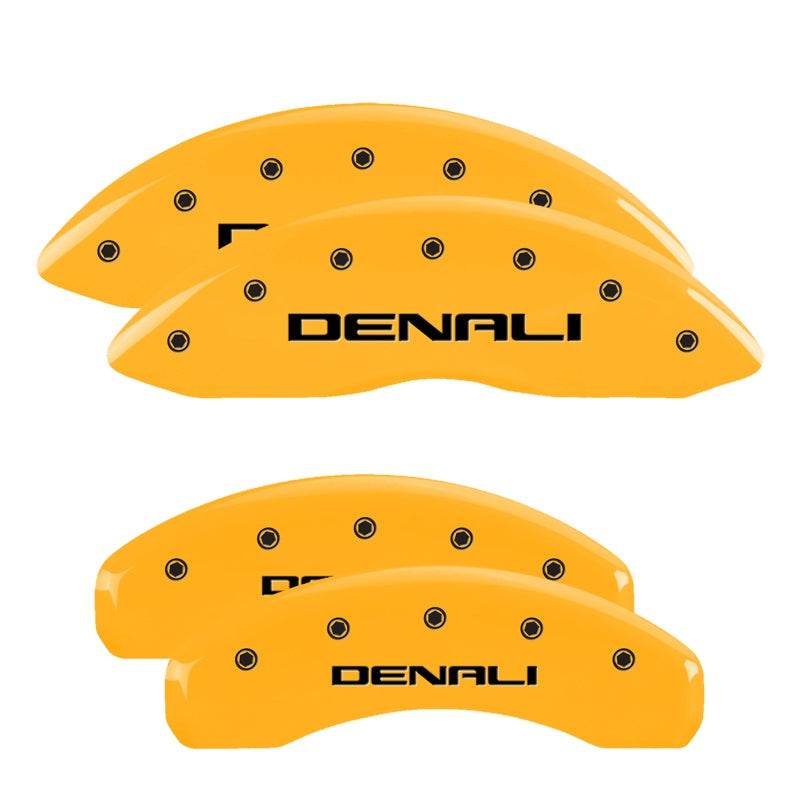 MGP 4 Caliper Covers Engraved Front &amp; Rear Denali Yellow finish black ch - 34009SDNLYL
