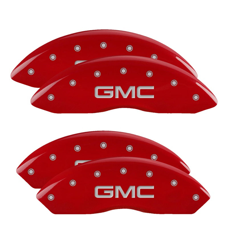 MGP 4 Caliper Covers Engraved Front &amp; Rear GMC Red Finish Silver Char 2011 GMC Savana 2500 - 34211SGMCRD