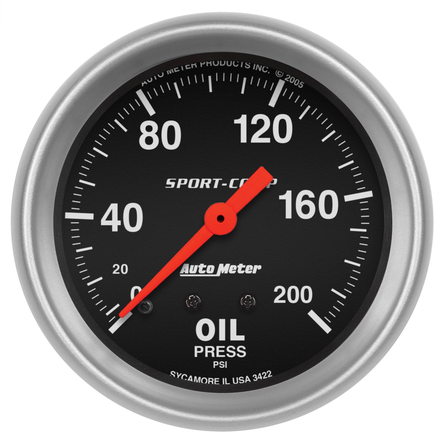 Autometer 2-5/8in 200 PSI Mechanical Sport-Comp Oil Pressure Gauge - 3422