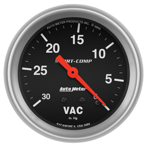 AutoMeter Gauge Vacuum 2-5/8in. 30Inhg Mechanical Sport-Comp - 3484