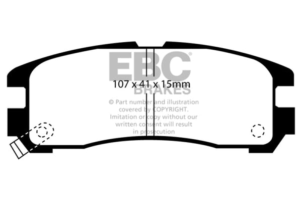 EBC 95-99 Chrysler Sebring Coupe 2.0 Ultimax2 Rear Brake Pads - UD383 for 1993-2012 Mitsubishi Eclipse - front view