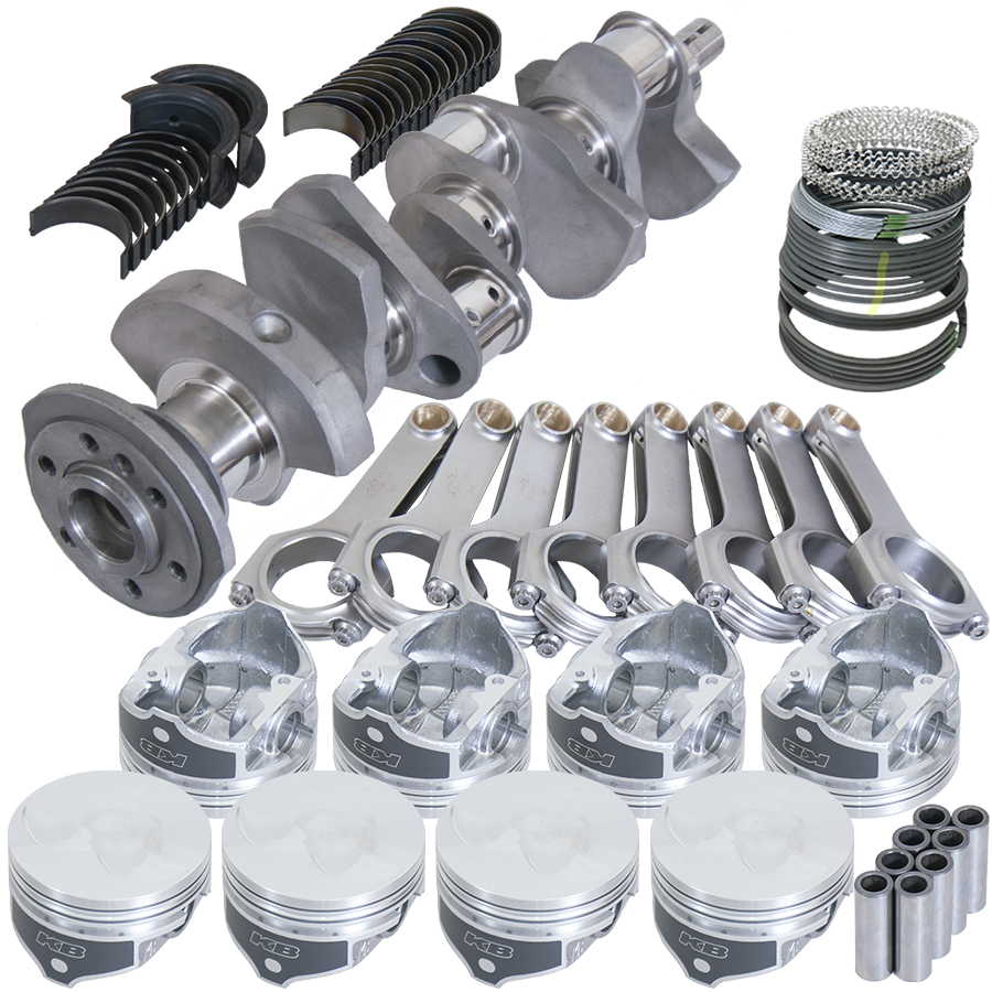 Eagle Chevy 350 3.480in Crank 6.000in H-Beam -3.7cc Flat Top 4.030in Pistons Balanced Assembly - B12311030 - front view
