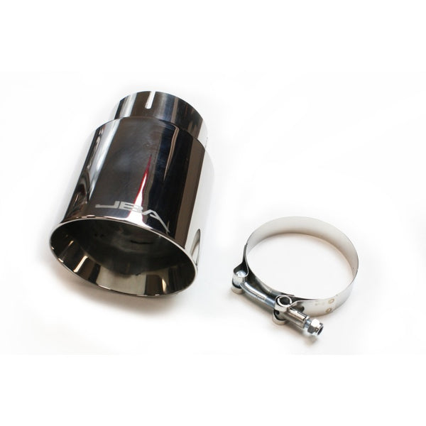 JBA 3in x 4in x 7-5/8in Double Wall Polished Chrome Tip - Clamp On - 12-08276 by JBA - front view