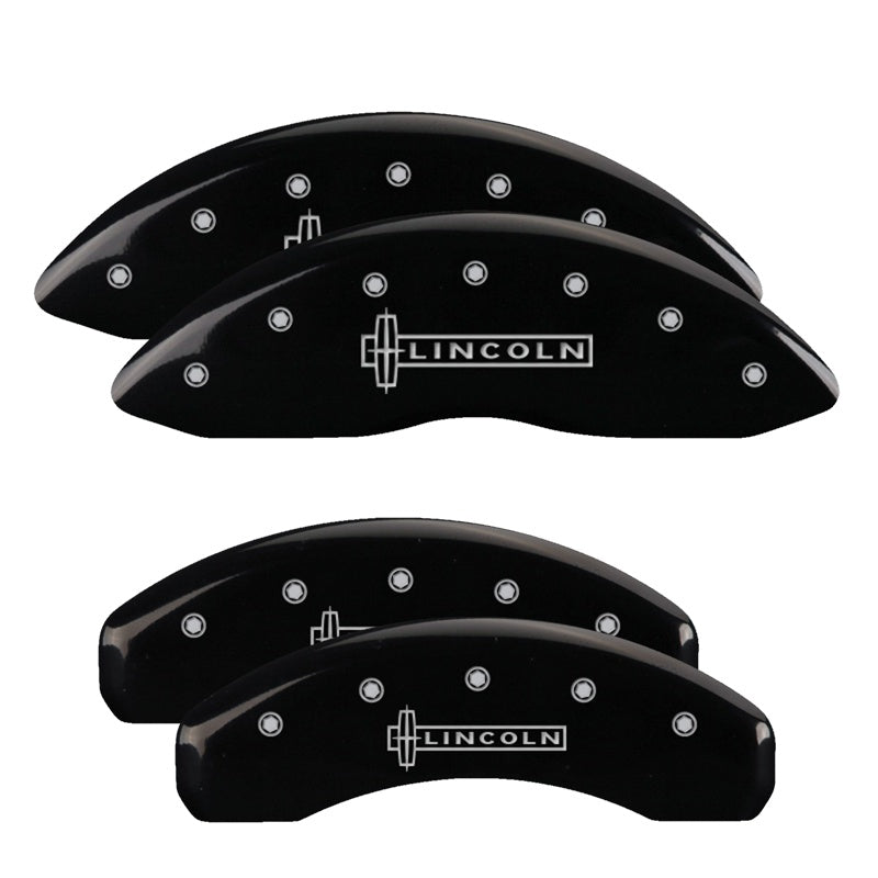 MGP 4 Caliper Covers Engraved Front &amp; Rear Lincoln Black finish silver ch - 36013SLCNBK