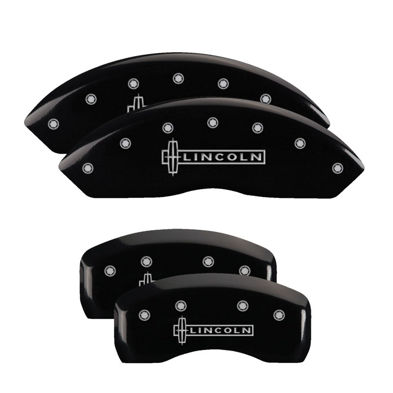MGP 4 Caliper Covers Engraved Front &amp; Rear Lincoln Black finish silver ch - 36018SLCNBK