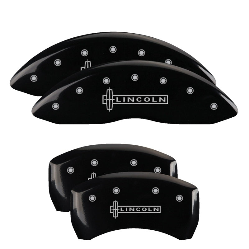 MGP 4 Caliper Covers Engraved Front &amp; Rear Lincoln Black finish silver ch - 36020SLCNBK