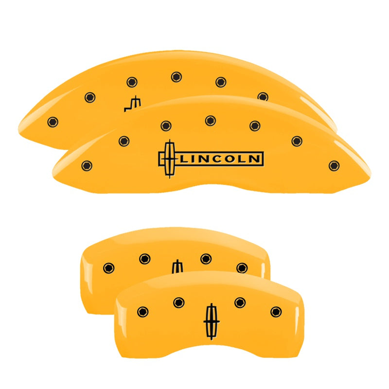 MGP 4 Caliper Covers Engraved Front Lincoln Rear Star Logo Yellow Finish Black Char 2017 Lincoln MKZ - 36022SLC1YL