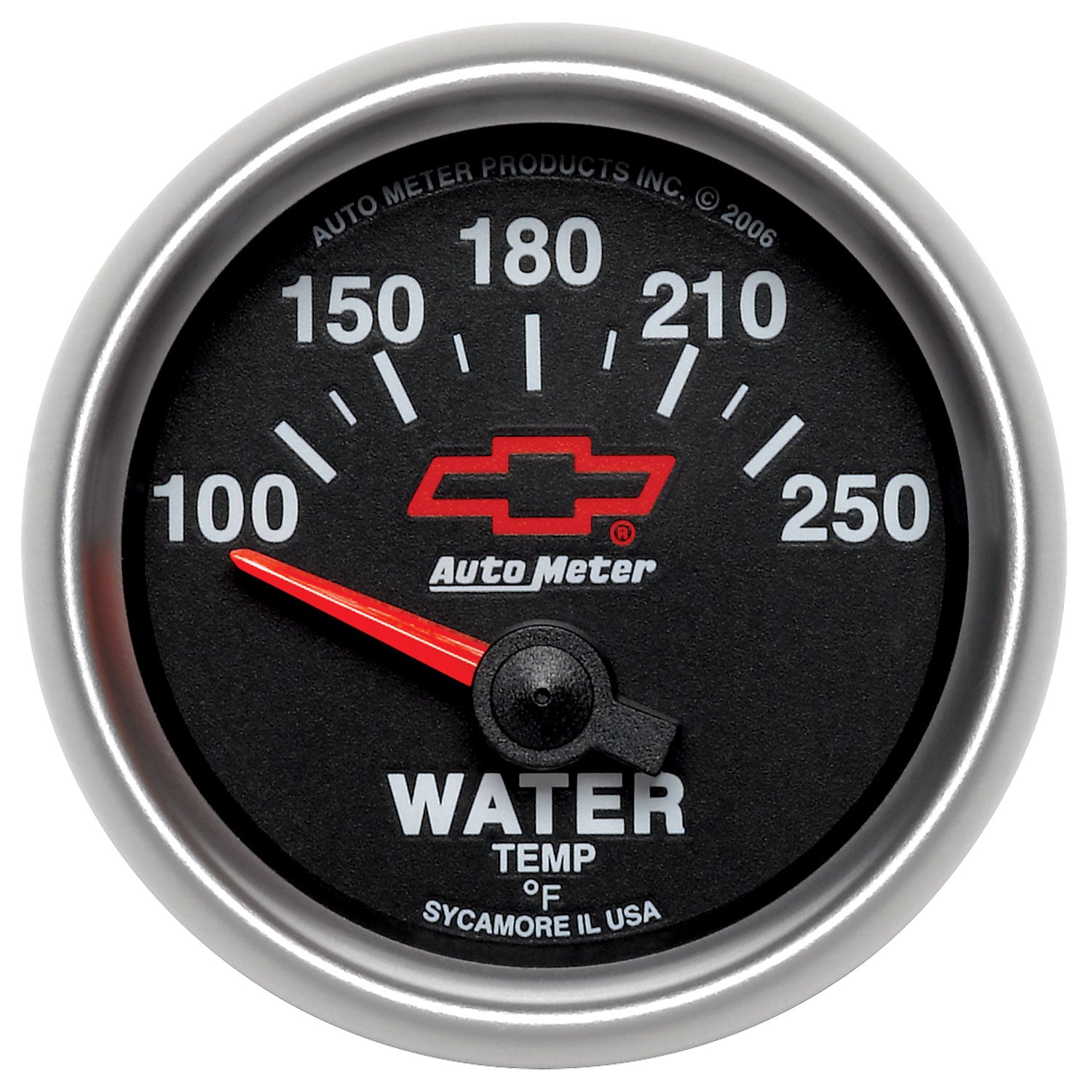 Autometer GM Bowtie Black 2-1/16in 100-250 F Pedestal Electronic Water Temp Gauge - 3637-00406