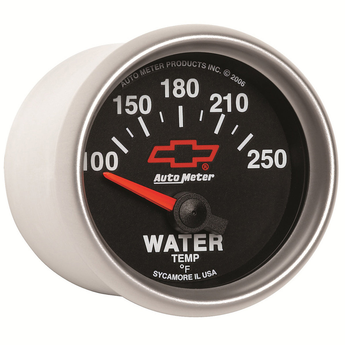 Autometer GM Bowtie Black 2-1/16in 100-250 F Pedestal Electronic Water Temp Gauge - 3637-00406