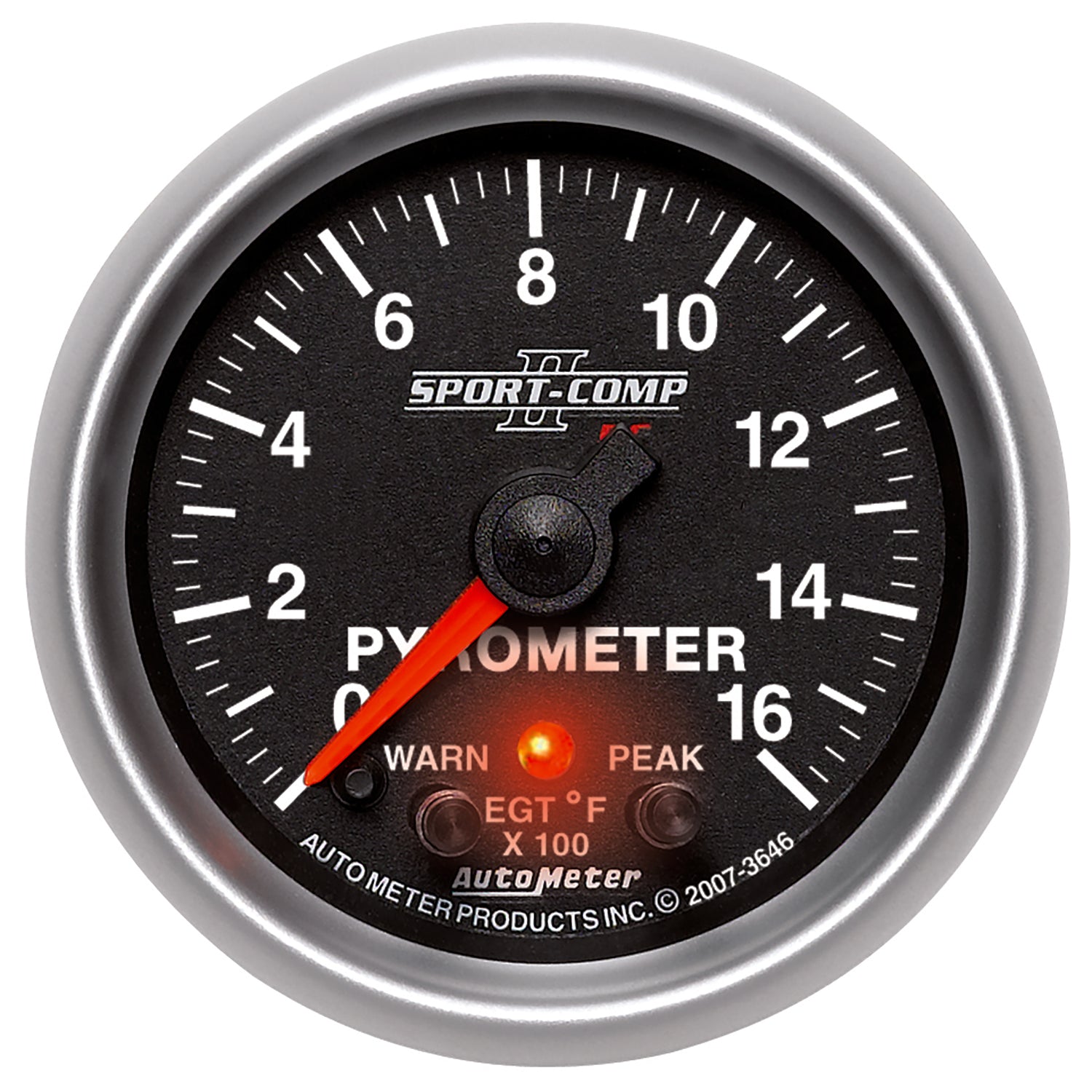 Autometer Sport-Comp II Full Sweep Electronic 0-1600 Deg F EGT/Pyrometer Peak & Warn w/ Elec Control - 3646