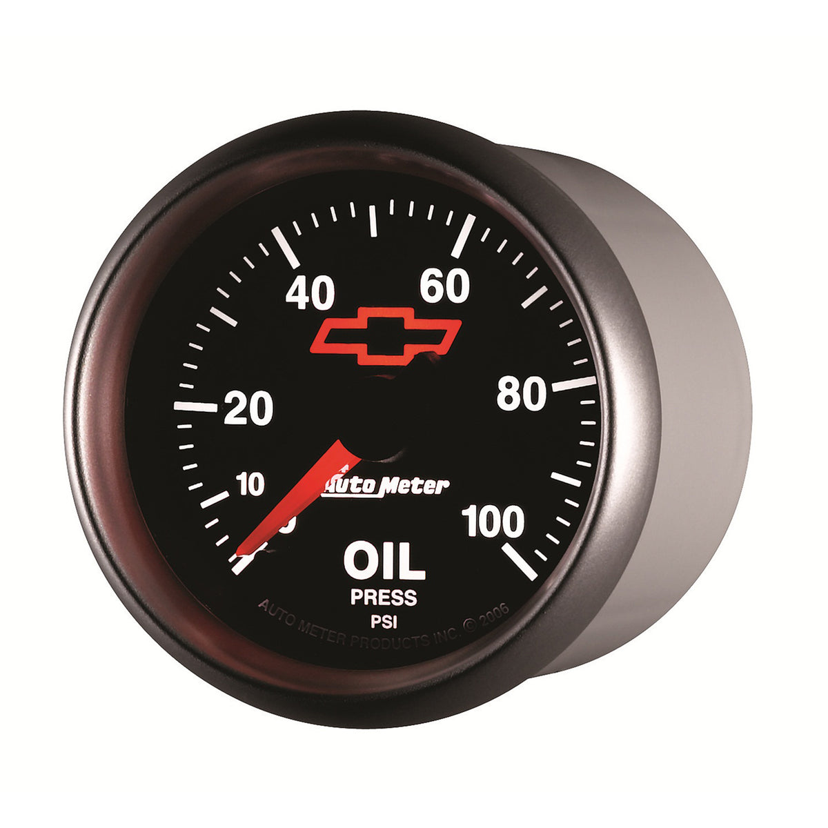 Autometer GM Bowtie Black 2-1/16in 0-100 PSI Oil Pressure - Stepper Motor - 3653-00406