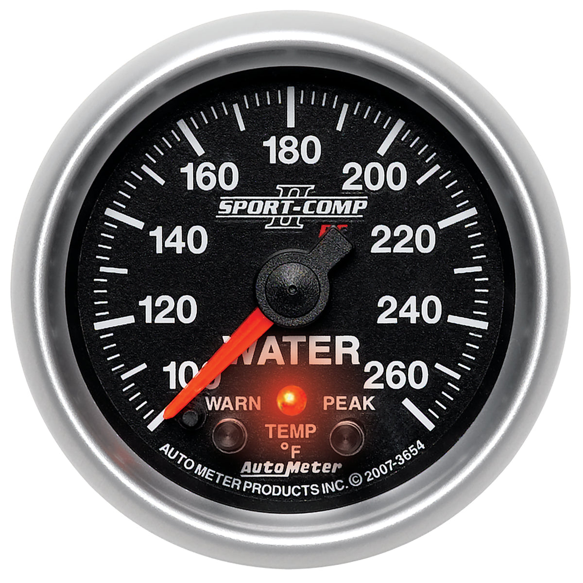 Autometer Sport-Comp II 52.4mm 100-260 Deg F Water Temp Peak & Warn w/ Electronic Control Gauge - 3654