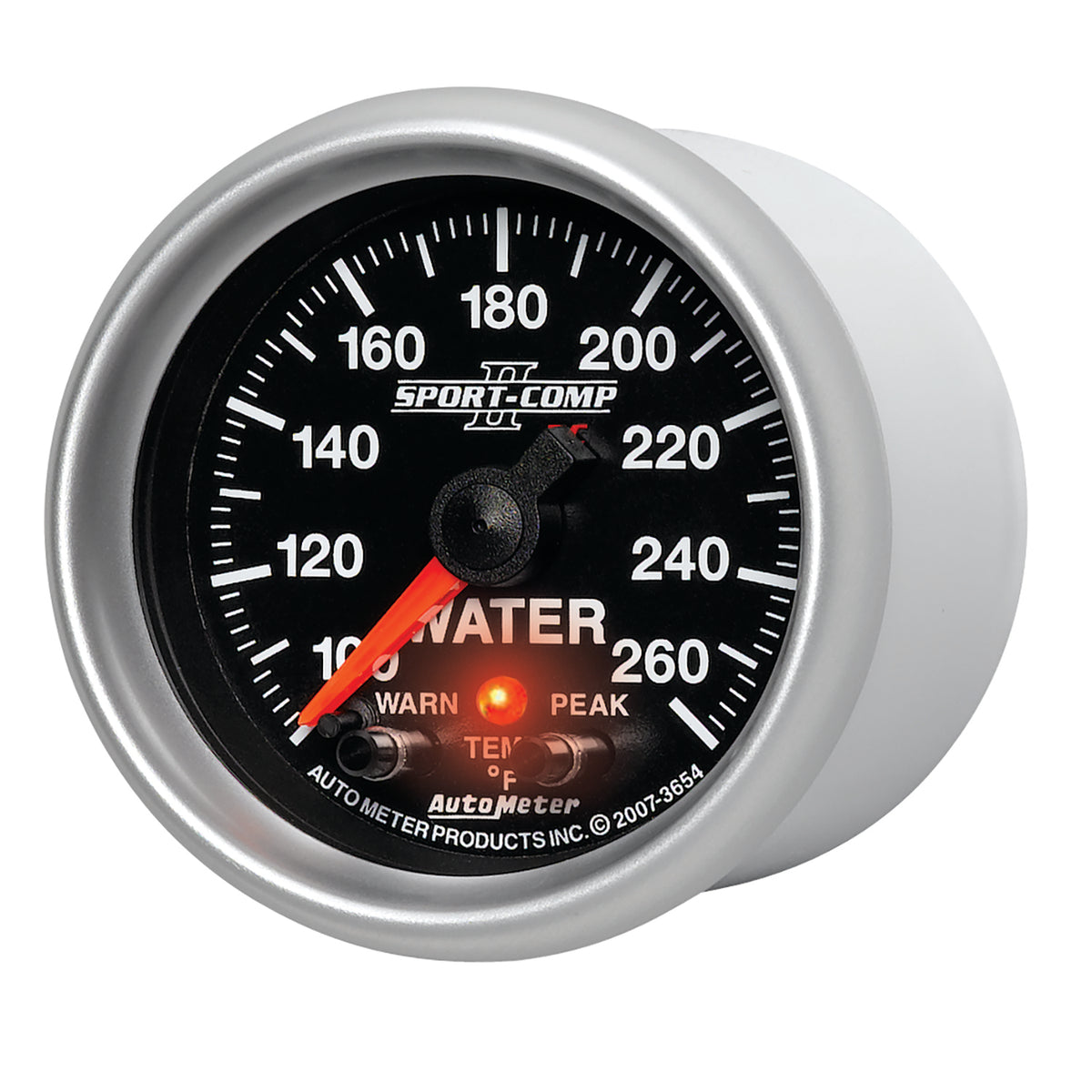 Autometer Sport-Comp II 52.4mm 100-260 Deg F Water Temp Peak & Warn w/ Electronic Control Gauge - 3654