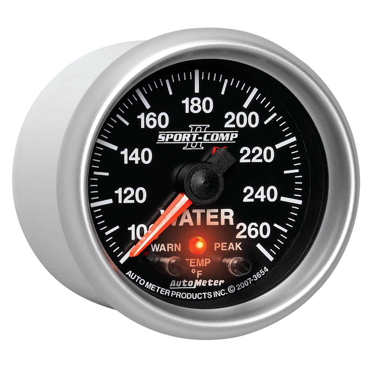 Autometer Sport-Comp II 52.4mm 100-260 Deg F Water Temp Peak & Warn w/ Electronic Control Gauge - 3654