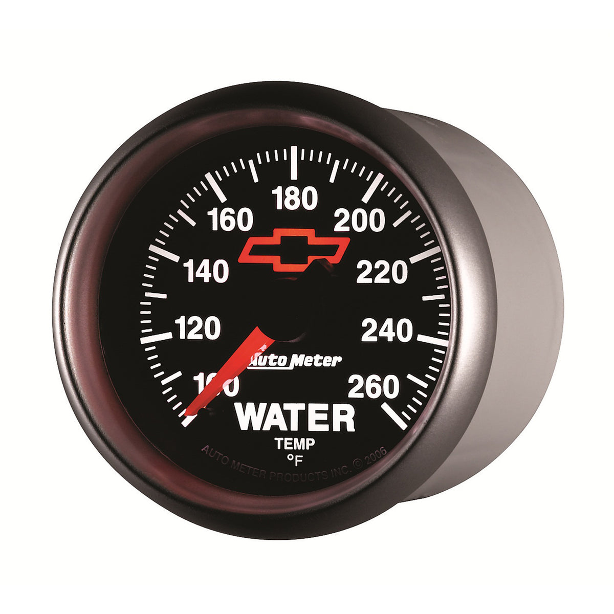 AutoMeter Gauge Water Temp 2-1/16in. 100-260 Deg. F Digital Stepper Motor Chevy Red Bowtie Black - 3655-00406