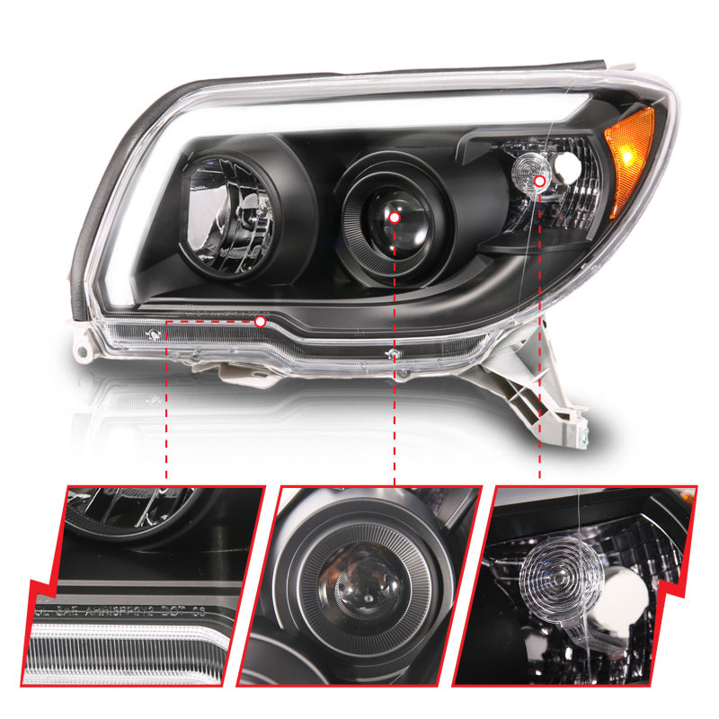 ANZO 06-09 Toyota 4 Runner Projector Headlights Plank Style - Black - 111616