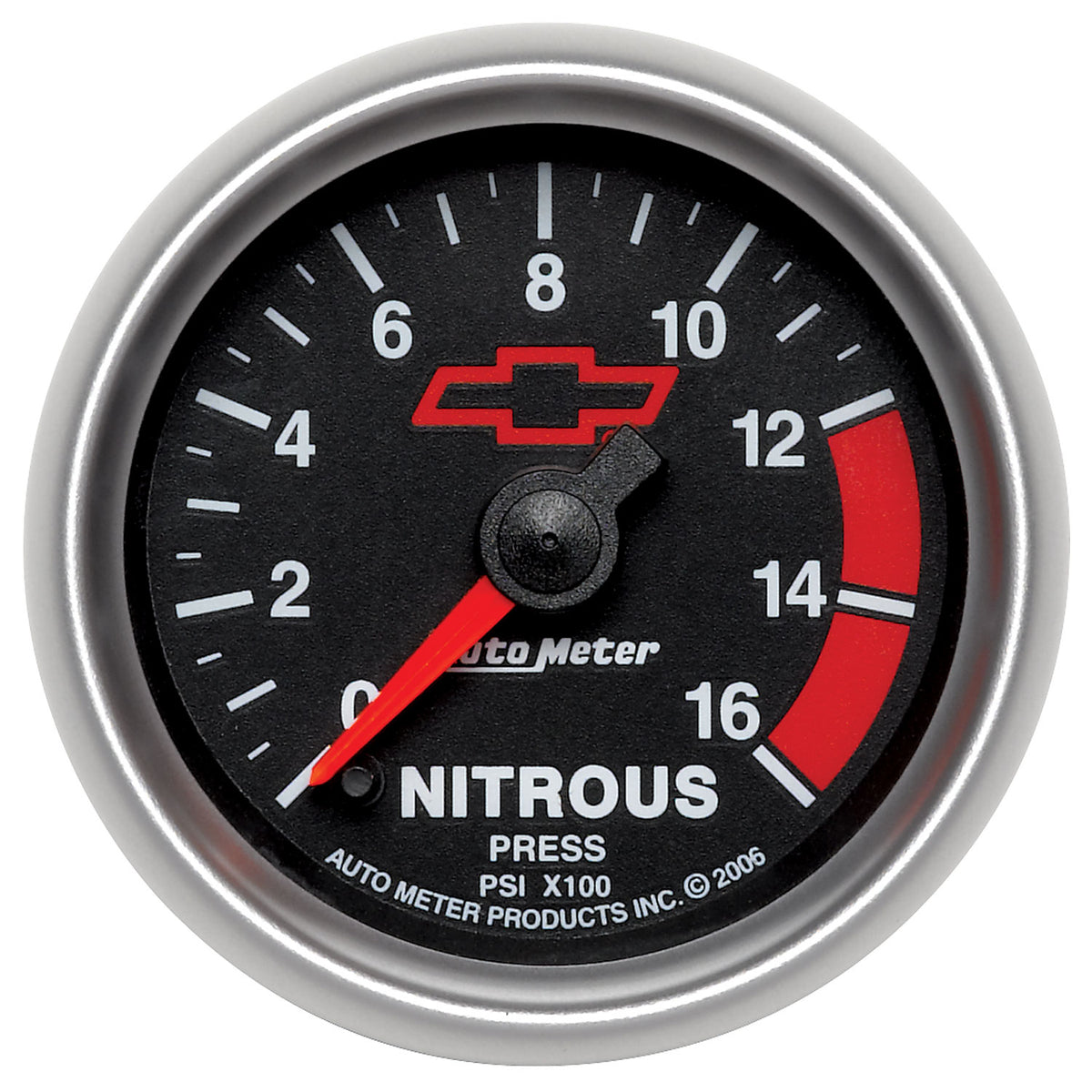 Autometer GM Bowtie Black 2-1/16in 0-1600 PSI Nitrous Pressure - Digital Stepper Motor - 3674-00406