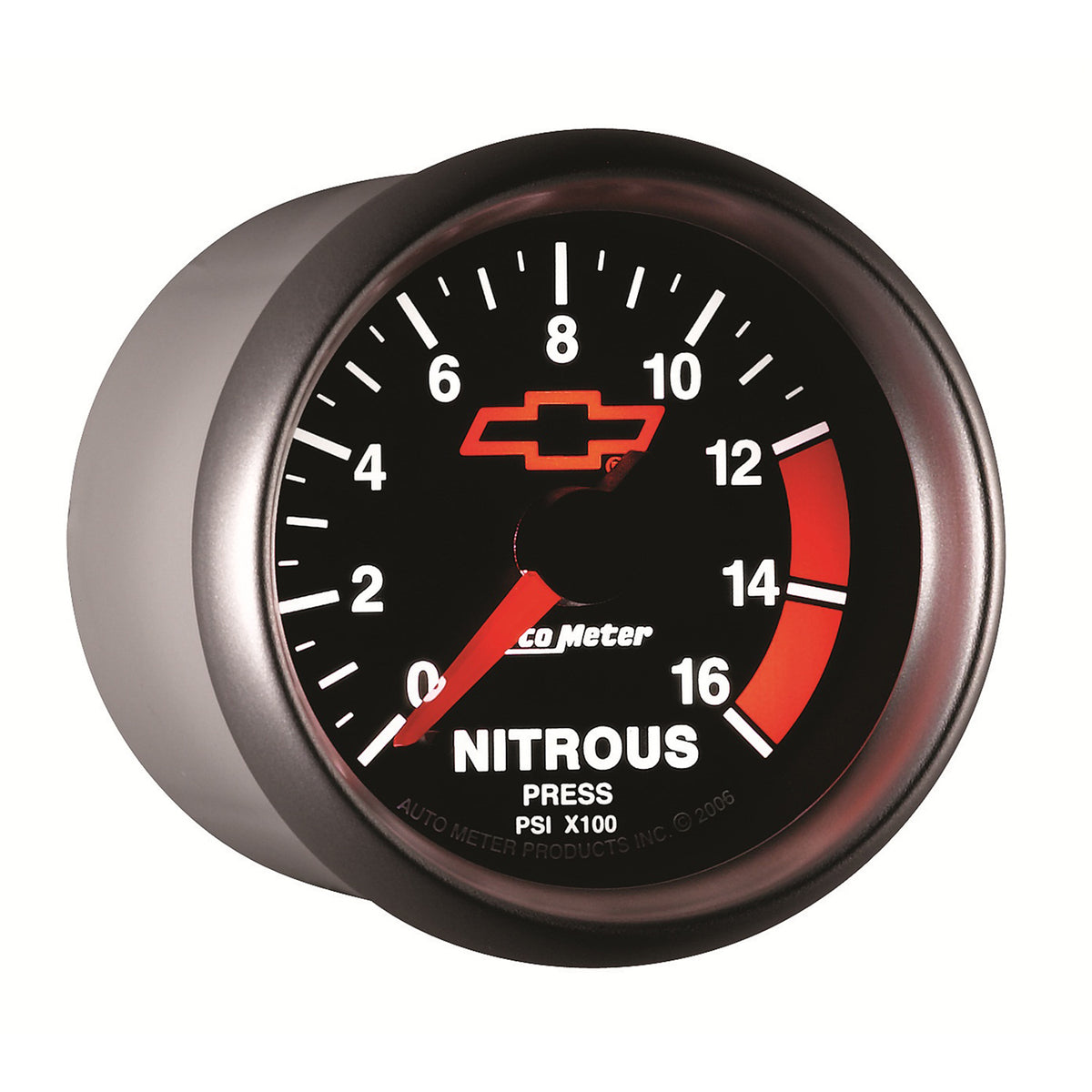 Autometer GM Bowtie Black 2-1/16in 0-1600 PSI Nitrous Pressure - Digital Stepper Motor - 3674-00406