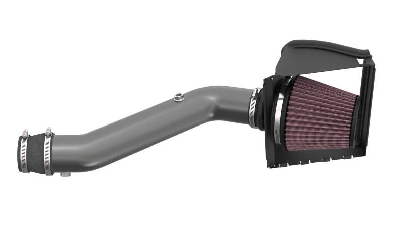 K&N 18-24 Ford F150 3.3L V6 Performance Air Intake System w/ Red Air Filter - 77-2619KC for 2018-2025 Ford F 150 - rear view