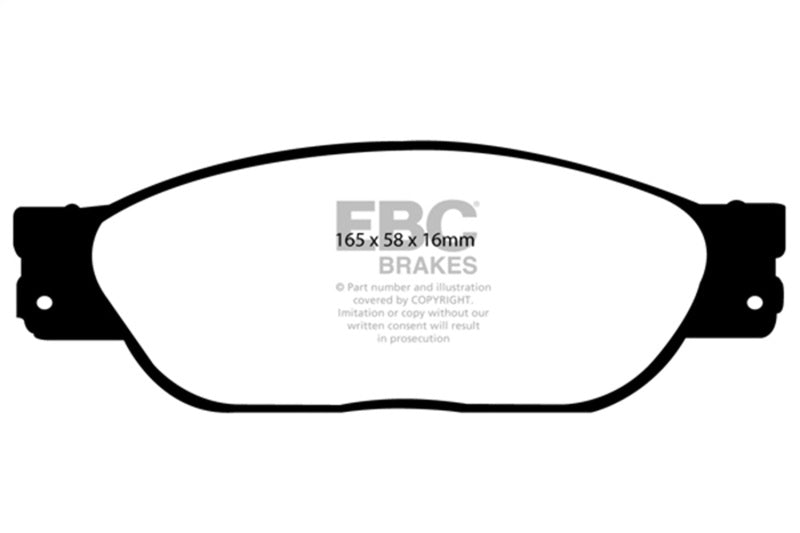 EBC 03-06 Jaguar XJ8 4.2 VP Yellowstuff Front Brake Pads - DP41220/2R for 2003-2006 Jaguar XJ8 - front view