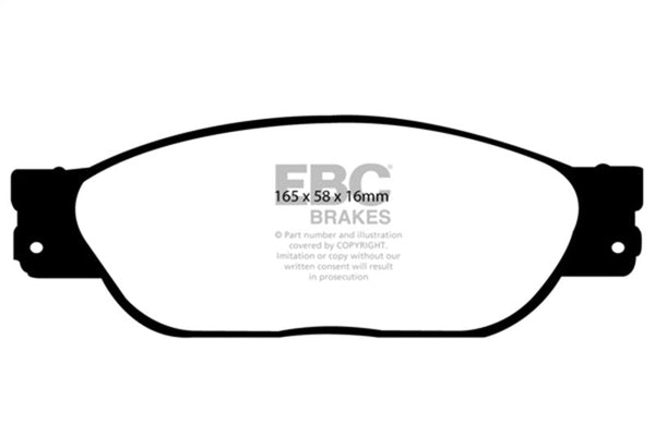 EBC 03-06 Jaguar XJ8 4.2 VP Yellowstuff Front Brake Pads - DP41220/2R for 2003-2006 Jaguar XJ8 - front view