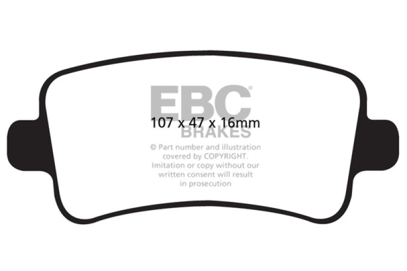 EBC 10+ Buick Allure (Canada) 3.0 Greenstuff Rear Brake Pads - DP22016 for 2013-2020 Chevrolet Impala - front view