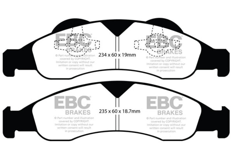EBC 07-09 Ford Expedition 5.4 2WD Greenstuff Front Brake Pads - DP61803 for 2007-2009 Ford Expedition - front view