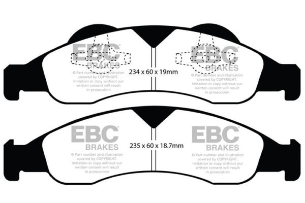 EBC 07-09 Ford Expedition 5.4 2WD Greenstuff Front Brake Pads - DP61803 for 2007-2009 Ford Expedition - front view