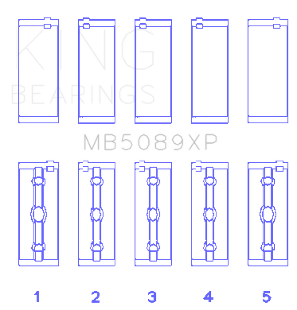 King Engine Bearings Toyota 1Rz/2Rz/3Rz (Size STDX) Main Bearing Set - MB5089XPSTDX