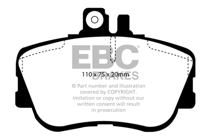 EBC 94-95 Mercedes-Benz C220 (W202) 2.2 Redstuff Front Brake Pads - DP3962C for 1994-1998 Mercedes Benz C Class - front view