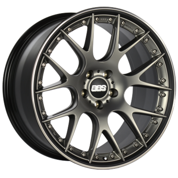 BBS CH-RII 22x9.5 5x108 ET37 Satin Platinum Center Black Lip SS Rim Protector Wheel - 70mm PFS Req. - CH7004PBPO by BBS